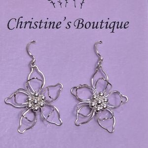 925 Sterling Silver Floral Earrings Handmade Earrings Poinsettia Earrings